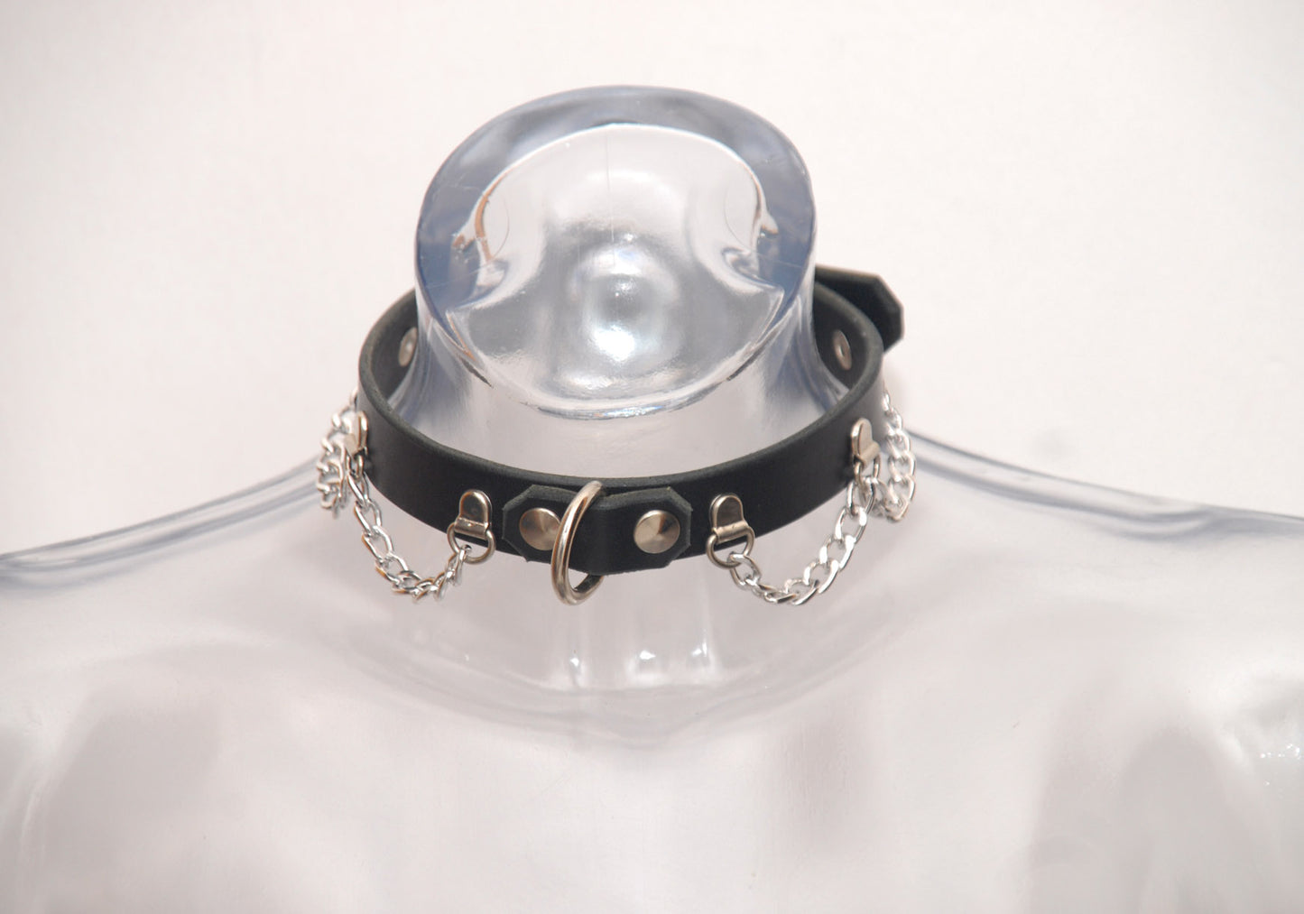 Bondage, Punk or Goth Collar with Chains, Spikes or Studs, Black Leather. Fully functional