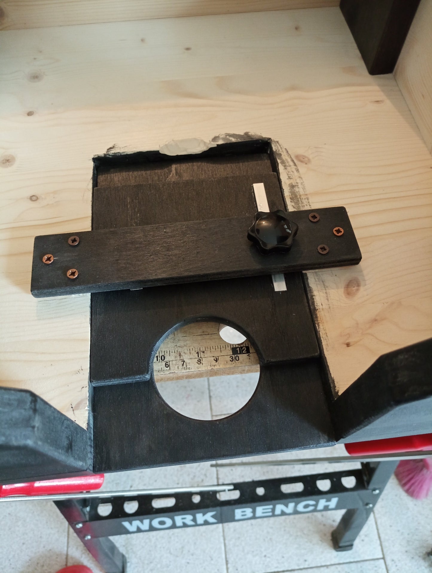Adjustable wooden CBT device for dungeon play – handcrafted with durable black finish and customizable options