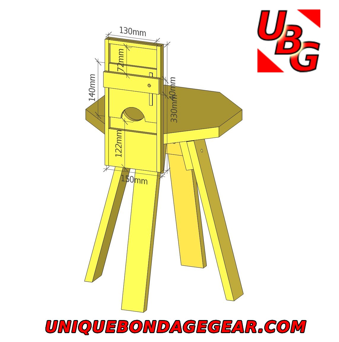 Octagon Wooden Bondage CBT Chair with Snap Links | Demountable BDSM Furniture