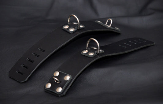 Bondage Lockable Restraints, Black Leather, BDSM