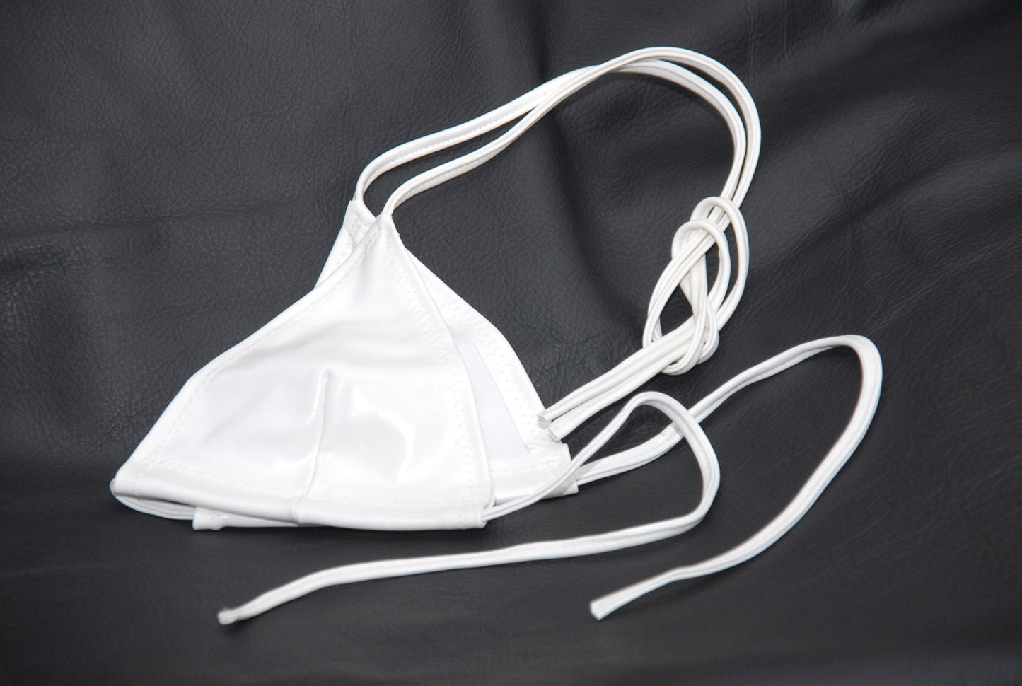 White Vinyl Bra, hand sewn, Cups size from AA to DD fully adjustable. Stretchy material, Fetish Lingerie