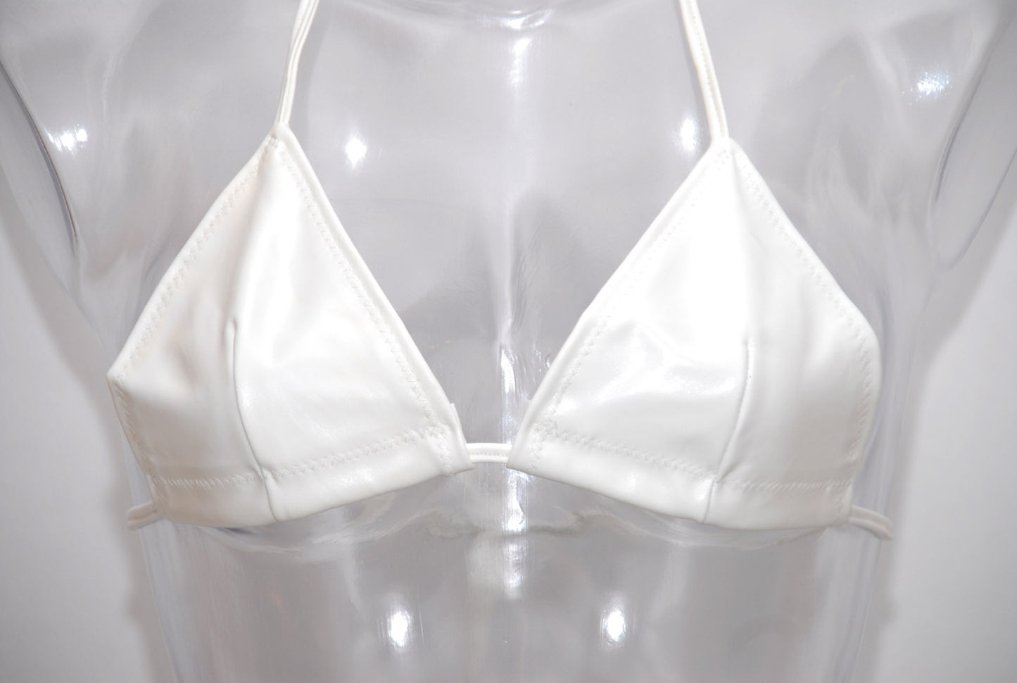 White Vinyl Bra, hand sewn, Cups size from AA to DD fully adjustable. Stretchy material, Fetish Lingerie