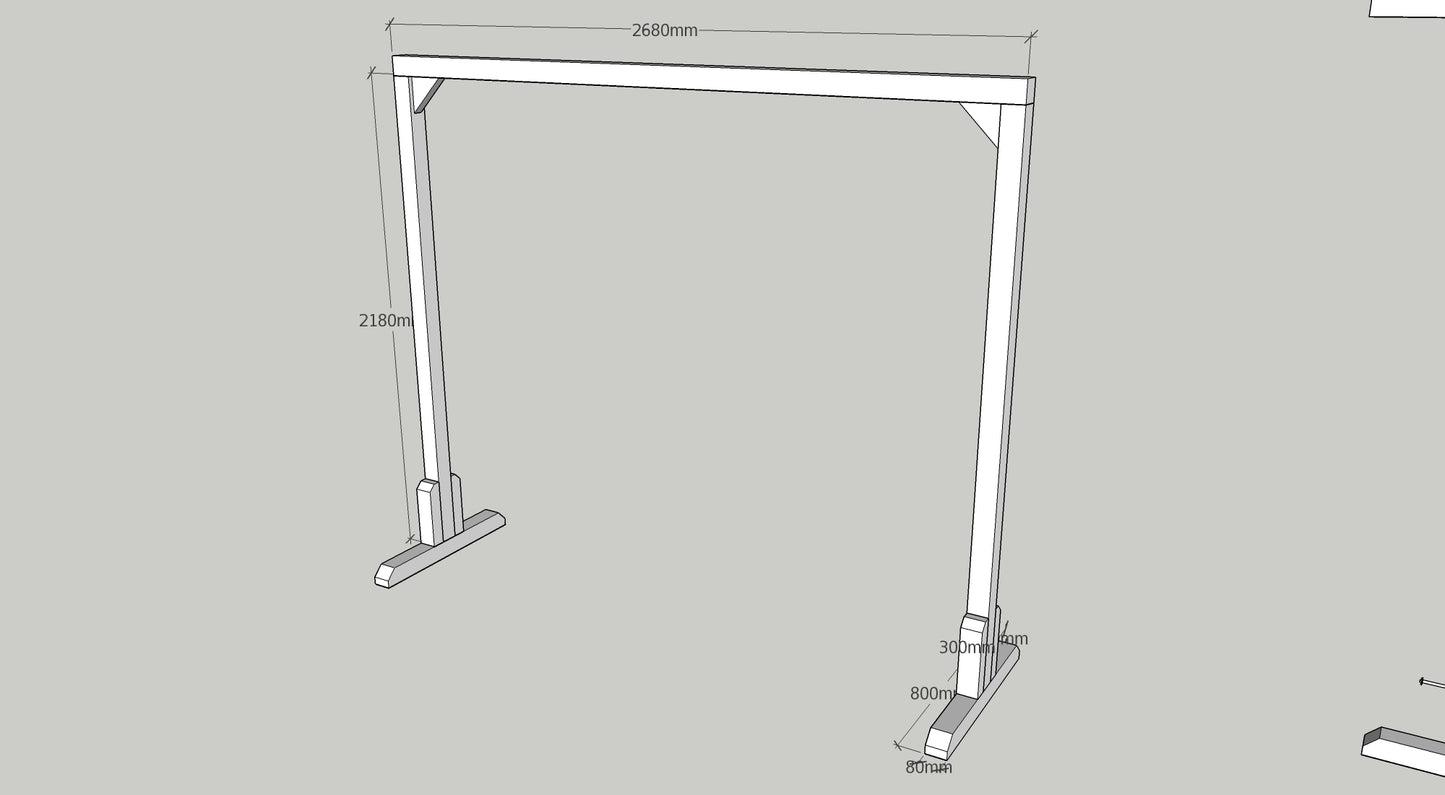Portable freestanding BDSM suspension frame handcrafted from solid spruce wood.