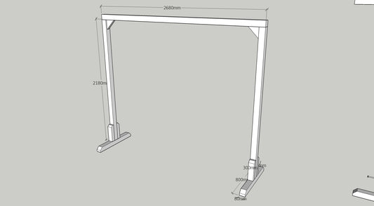 Portable freestanding BDSM suspension frame handcrafted from solid spruce wood.